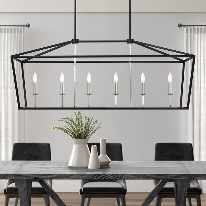 6 Lights Kitchen Island Linear Pendant Chandelier Lighting - HomeBeyond