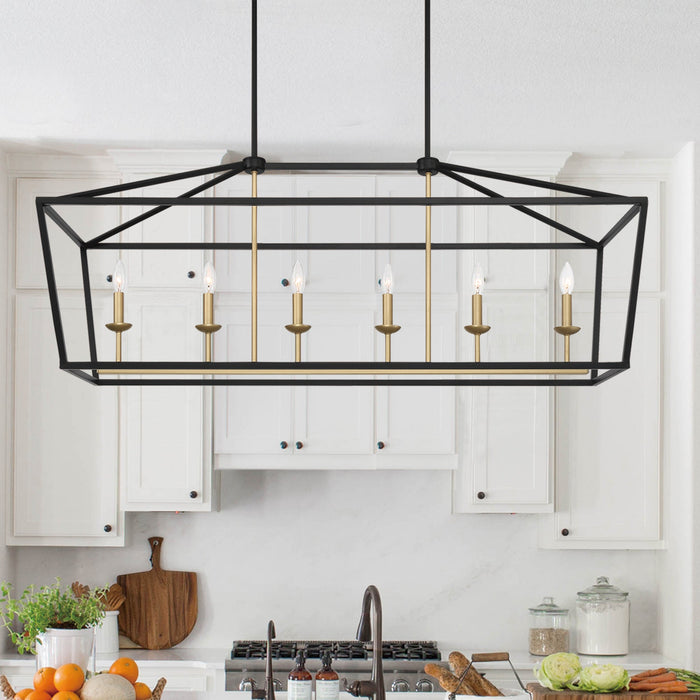 6 Lights Kitchen Island Linear Pendant Chandelier Lighting - HomeBeyond