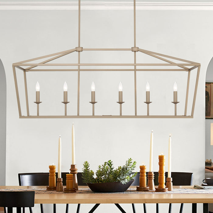 6 Lights Kitchen Island Linear Pendant Chandelier Lighting - HomeBeyond