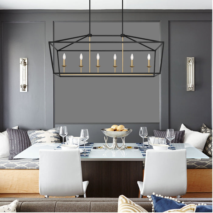 6 Lights Kitchen Island Linear Pendant Chandelier Lighting - HomeBeyond