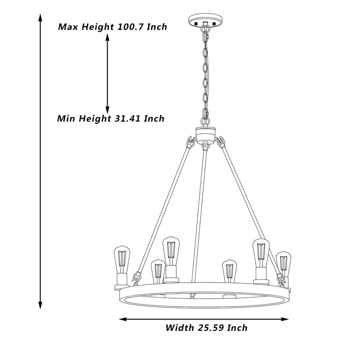 6 Lights Wagon Wheel Chandelier Lighting Farmhouse Candle Brass Ceiling Light Fixture - HomeBeyond