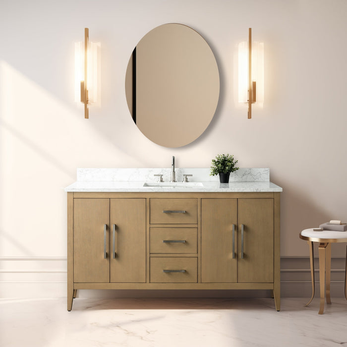 60” Single Sink Bathroom Vanity Cabinet with Engineered Marble Top - HomeBeyond