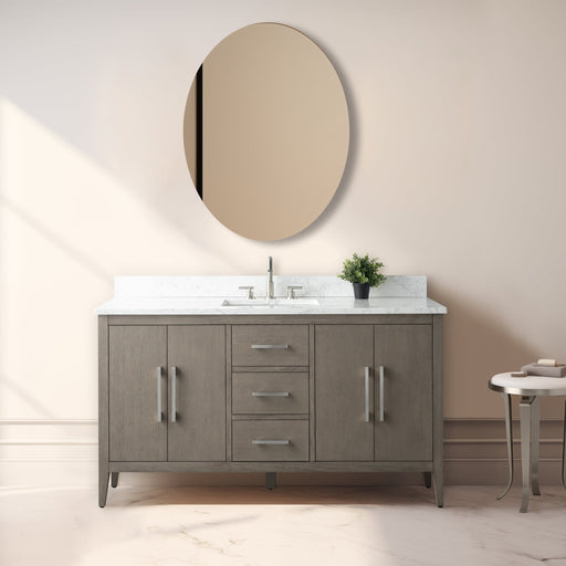 60” Single Sink Bathroom Vanity Cabinet with Engineered Marble Top - HomeBeyond