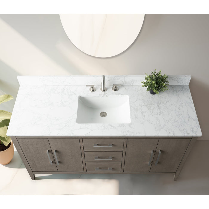 60” Single Sink Bathroom Vanity Cabinet with Engineered Marble Top - HomeBeyond