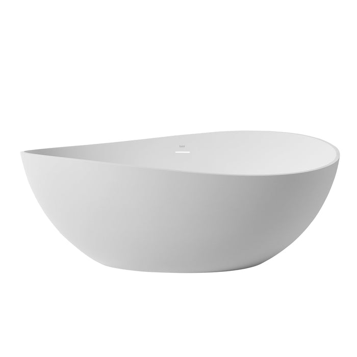 63” X 37” White Stone Freestanding Bathtub - HomeBeyond