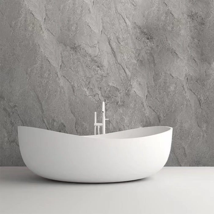 63” X 37” White Stone Freestanding Bathtub - HomeBeyond