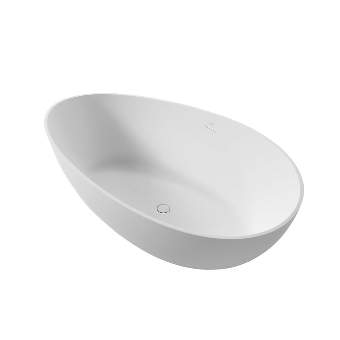 63” X 37” White Stone Freestanding Bathtub - HomeBeyond