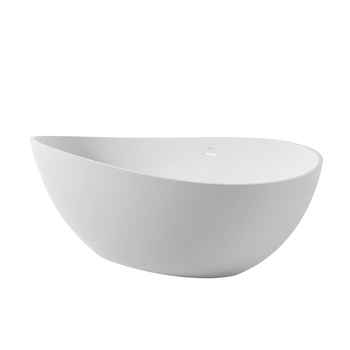 63” X 37” White Stone Freestanding Bathtub - HomeBeyond