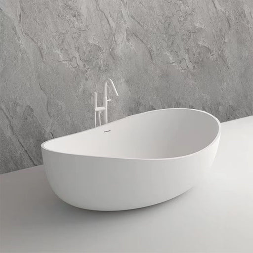 63” X 37” White Stone Freestanding Bathtub - HomeBeyond