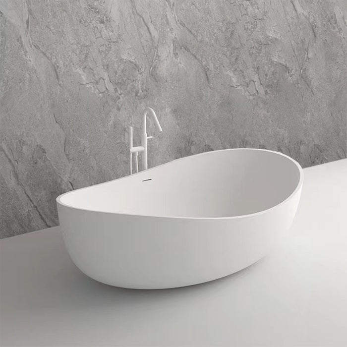 63” X 37” White Stone Freestanding Bathtub - HomeBeyond