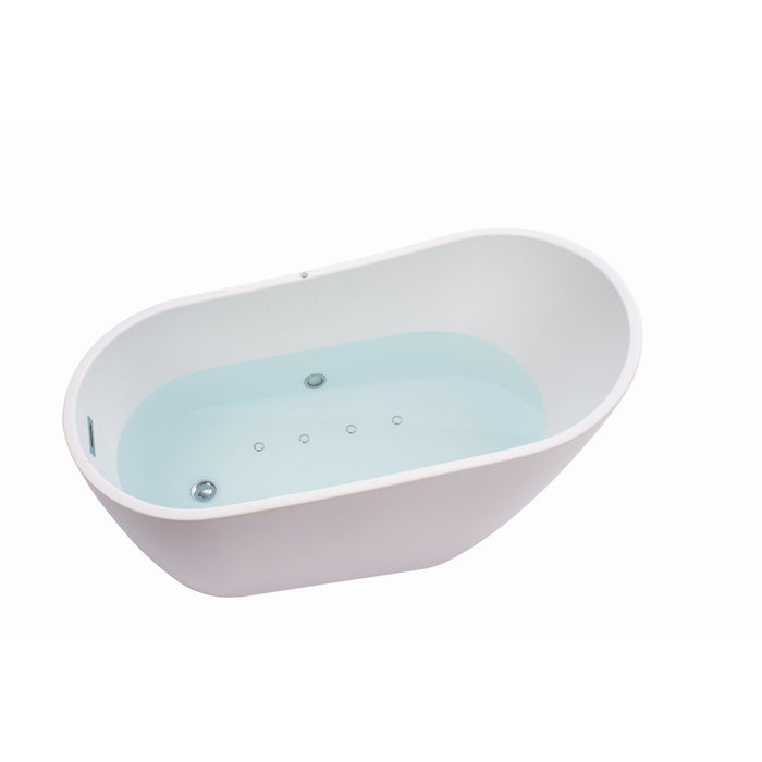 67" or 55" White Acrylic Freestanding Air Bubble Soaking Bathtub - HomeBeyond