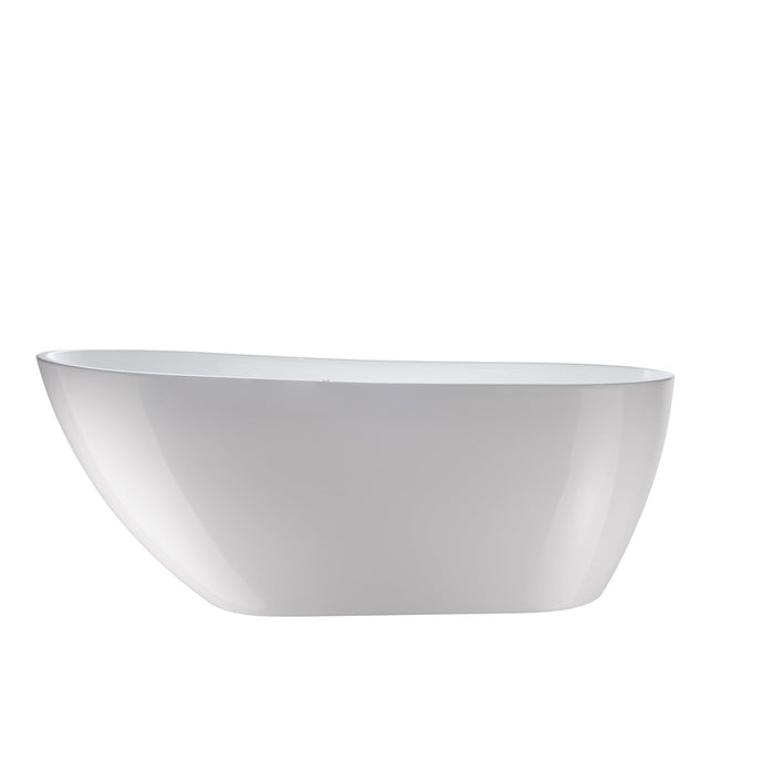 67" or 55" White Acrylic Freestanding Air Bubble Soaking Bathtub - HomeBeyond