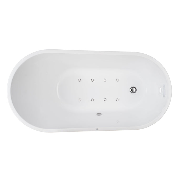67" or 55" White Acrylic Freestanding Air Bubble Soaking Bathtub - HomeBeyond