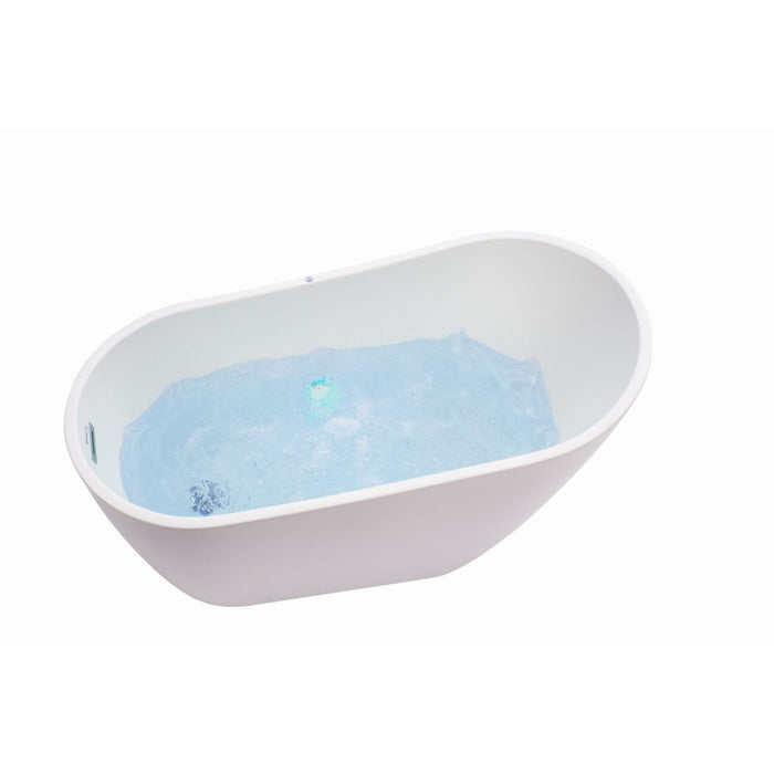 67" or 55" White Acrylic Freestanding Air Bubble Soaking Bathtub - HomeBeyond