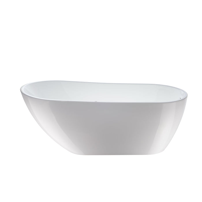 67" or 55" White Acrylic Freestanding Air Bubble Soaking Bathtub - HomeBeyond