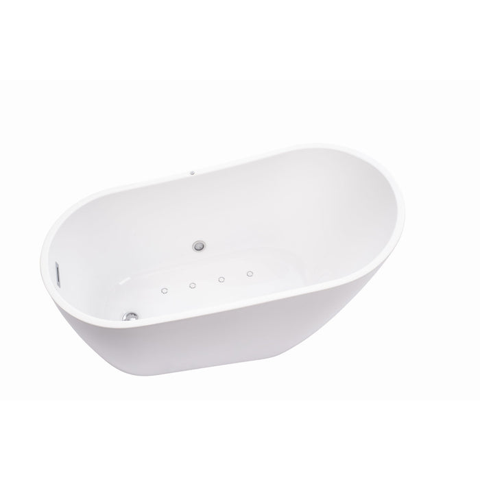 67" or 55" White Acrylic Freestanding Air Bubble Soaking Bathtub - HomeBeyond