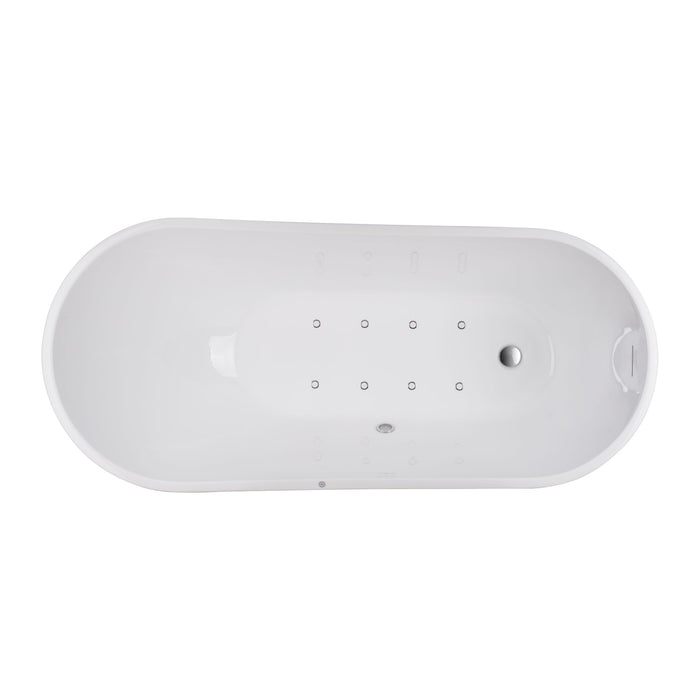 67" or 55" White Acrylic Freestanding Air Bubble Soaking Bathtub - HomeBeyond