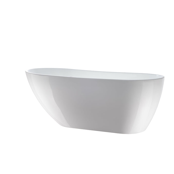 67" or 55" White Acrylic Freestanding Air Bubble Soaking Bathtub - HomeBeyond