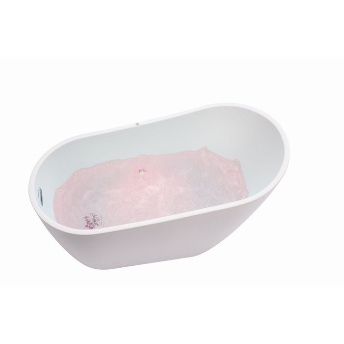 67" or 55" White Acrylic Freestanding Air Bubble Soaking Bathtub - HomeBeyond