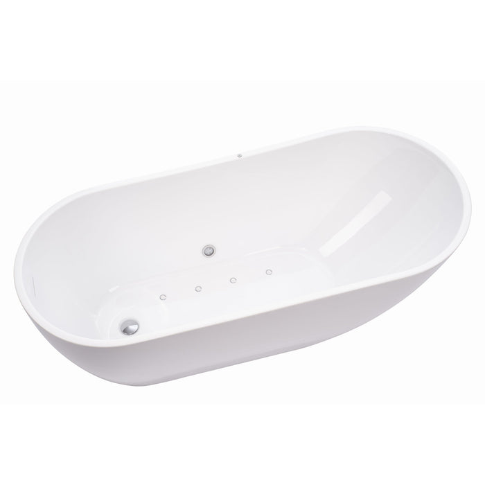 67" or 55" White Acrylic Freestanding Air Bubble Soaking Bathtub - HomeBeyond