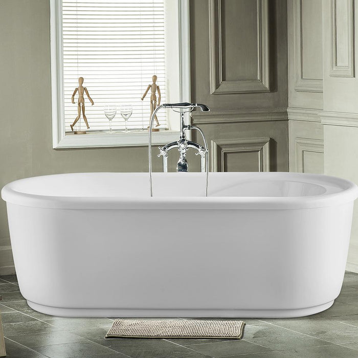 67" or 59" Freestanding White Acrylic Bathtub - HomeBeyond