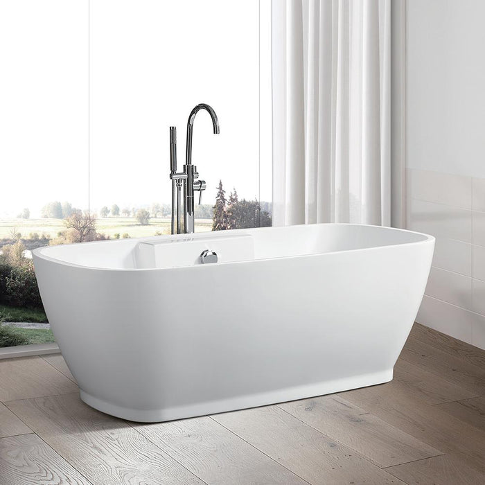 67" or 59" Inches Freestanding White Acrylic Bathtub - HomeBeyond