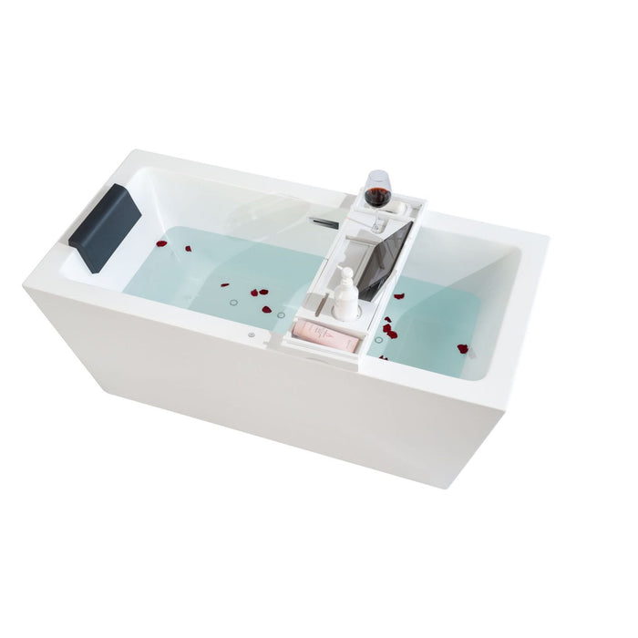 67" X 31" White Acrylic Freestanding Bathtub with Air Bubble System - HomeBeyond