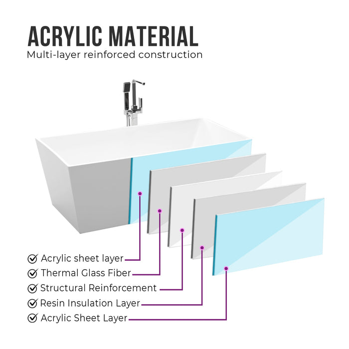 67" x 31.5" Freestanding Acrylic Bathtub - HomeBeyond