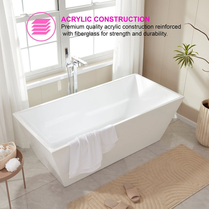 67" x 31.5" Freestanding Acrylic Bathtub - HomeBeyond