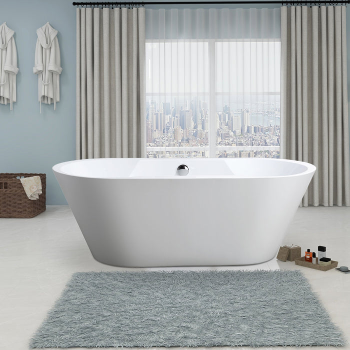 67" X 31.5" Non Slip White Acrylic Freestanding Bathtub - HomeBeyond