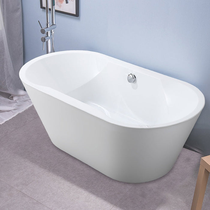 67" X 31.5" Non Slip White Acrylic Freestanding Bathtub - HomeBeyond