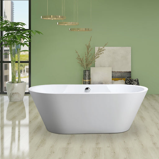 67" X 31.5" Non Slip White Acrylic Freestanding Bathtub - HomeBeyond