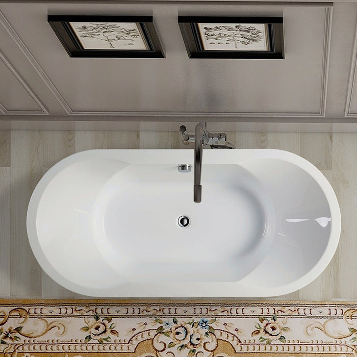 67" X 31.5" Non Slip White Acrylic Freestanding Bathtub - HomeBeyond