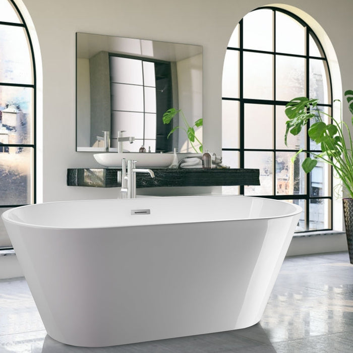 67" X 32" Freestanding Acrylic Bathtub Contemporary Design Soaking Tub - HomeBeyond