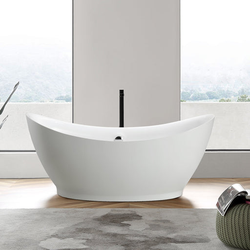 68" Freestanding White Acrylic Bathtub - HomeBeyond