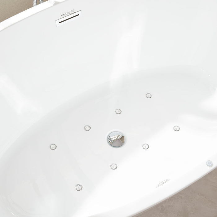 69" or 55" White Acrylic Freestanding Bathtub with Overflow and Pop-up Drain with Air Bath Option Available - HomeBeyond