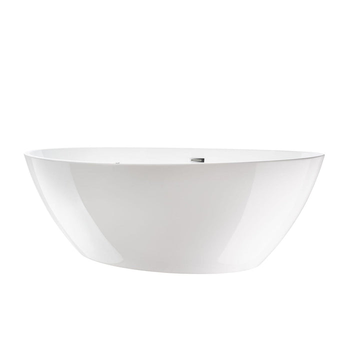 69" or 55" White Acrylic Freestanding Bathtub with Overflow and Pop-up Drain with Air Bath Option Available - HomeBeyond