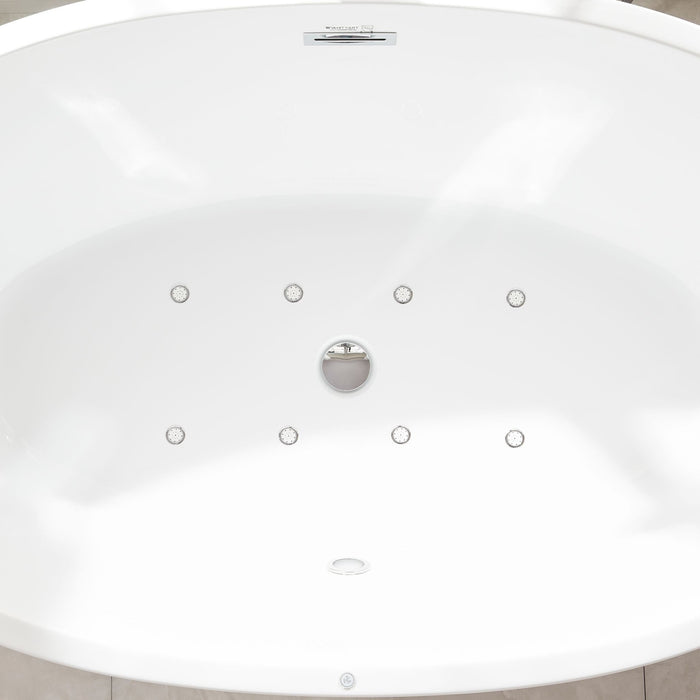 69" or 55" White Acrylic Freestanding Bathtub with Overflow and Pop-up Drain with Air Bath Option Available - HomeBeyond