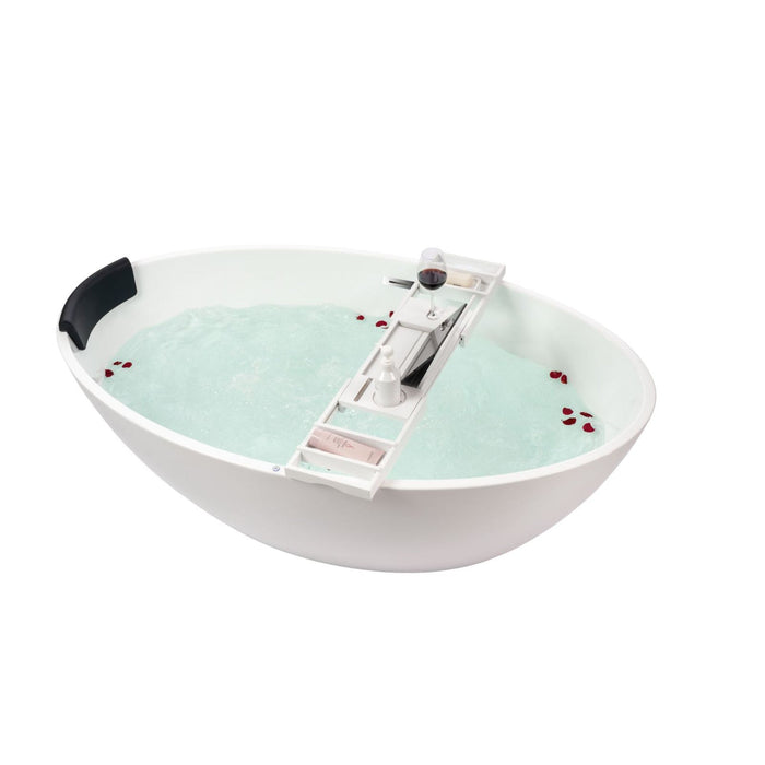 69" or 55" White Acrylic Freestanding Bathtub with Overflow and Pop-up Drain with Air Bath Option Available - HomeBeyond