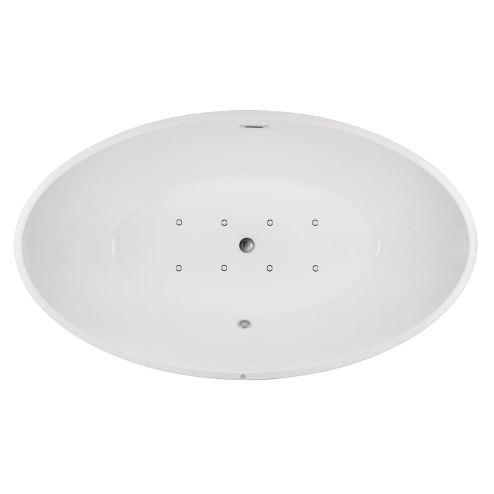 69" or 55" White Acrylic Freestanding Bathtub with Overflow and Pop-up Drain with Air Bath Option Available - HomeBeyond