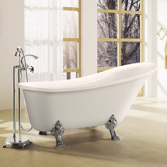 69" x 30" Freestanding White Acrylic Bathtub - HomeBeyond