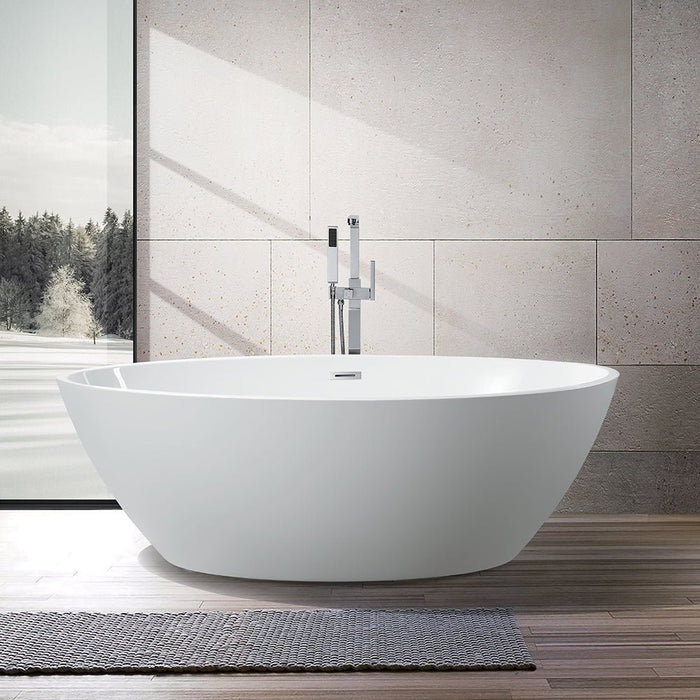 69" X 40" Freestanding White Acrylic Bathtub - HomeBeyond