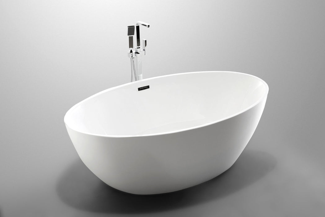 69" X 40" Freestanding White Acrylic Bathtub - HomeBeyond