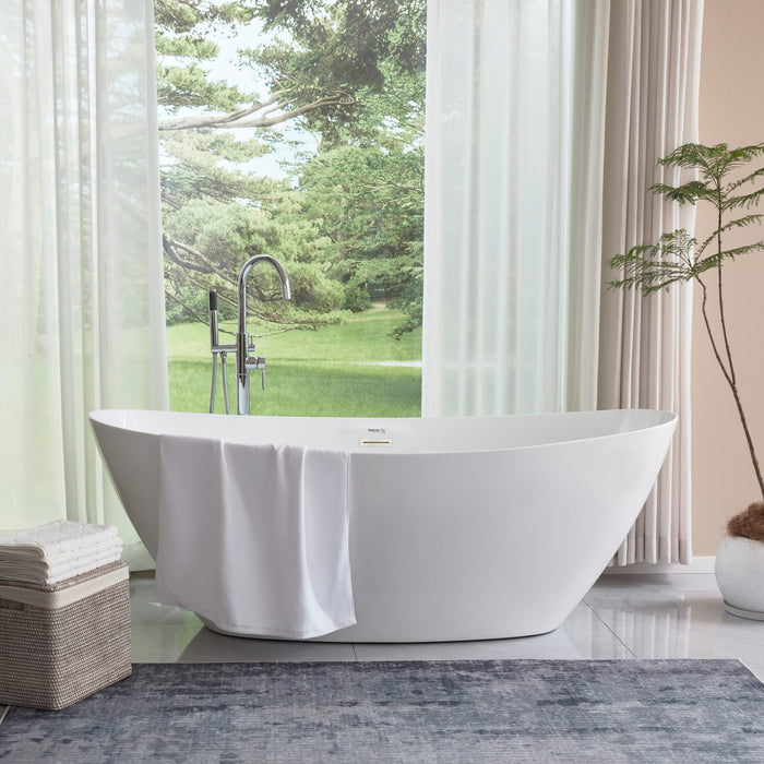71" X 33" White Acrylic Freestanding Bathtub - HomeBeyond