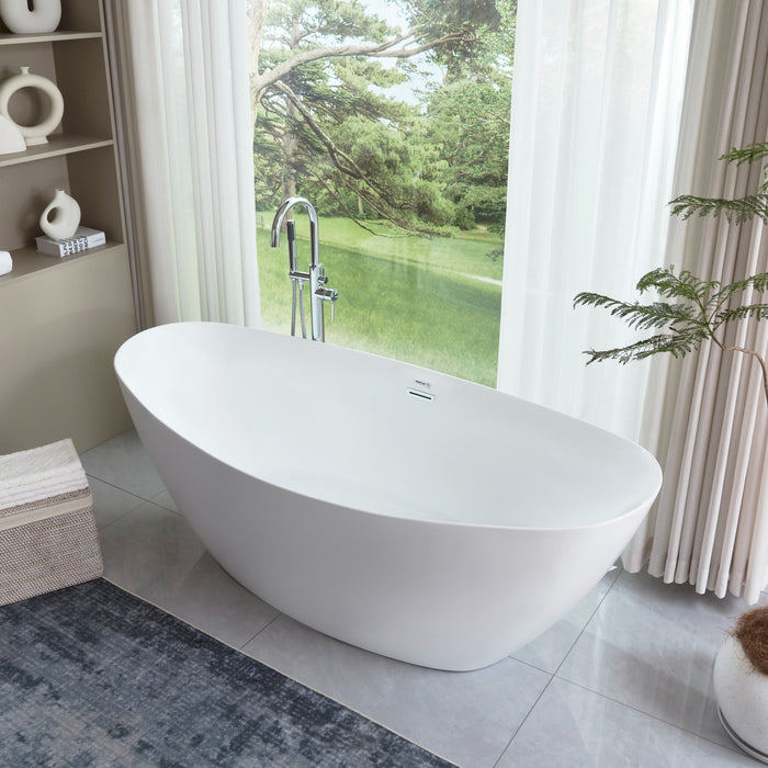 71" X 33" White Acrylic Freestanding Bathtub - HomeBeyond