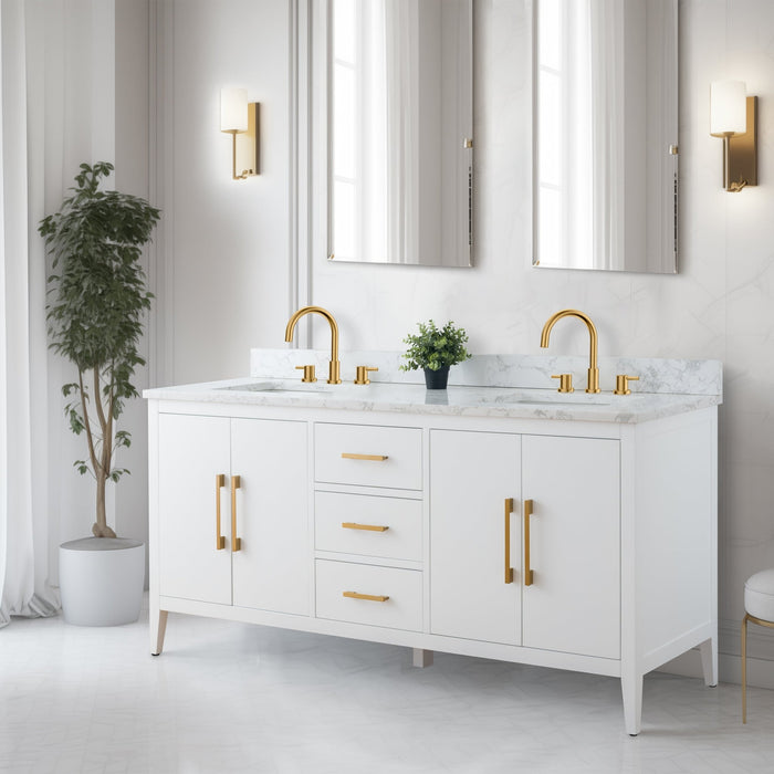 72” Double Sink Bathroom Vanity Cabinet with Engineered Marble Top - HomeBeyond