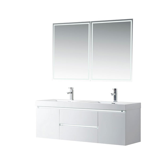 Annecy 60" Double Sink Wall Mounted Bathroom Vanity Set