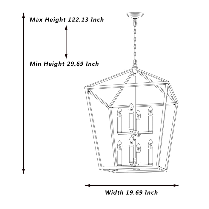 8 Candle Style Light Lantern Geometric Chandelier Lighting - HomeBeyond