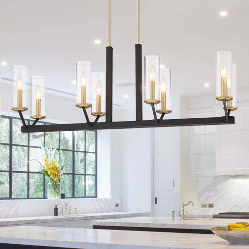 8-Lights Linear Pendant Chandelier Lighting Metal Ceiling Light Fixtures - HomeBeyond