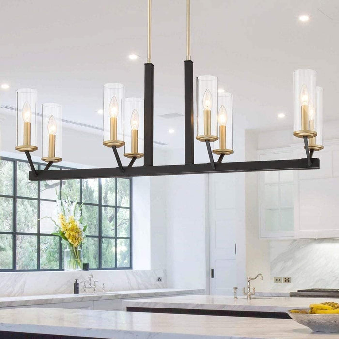 8-Lights Linear Pendant Chandelier Lighting Metal Ceiling Light Fixtures - HomeBeyond